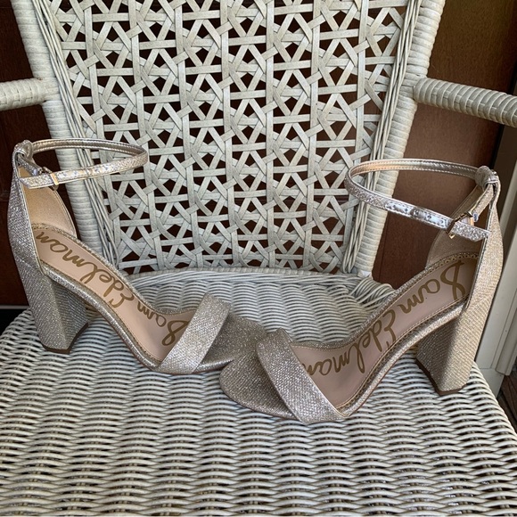 Sam Edelman Womens Yaro Glam Light Gold Mesh Ankle Strap Block Heel Sandal sz 7 - Picture 5 of 5